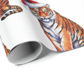 Trendy Tiger with Santa Hat Christmas Cadeaupapier (Rol Hoek)