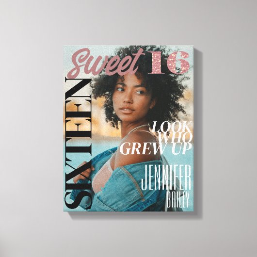 Trendy tijdschriftomslag lief zestien Canvas Print (Voorkant)