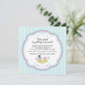 Trendy Tortelduifjes Bridal Shower Invitation Blue Kaart (Staand voorkant)