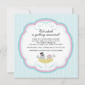 Trendy Tortelduifjes Bridal Shower Invitation Blue Kaart (Voorkant)