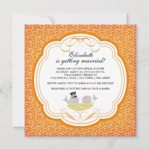 Trendy Tortelduifjes Bridal Shower Invitation Oran Kaart