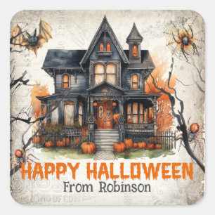 Trendy traditie klassieke Halloween spookhuis Vierkante Sticker