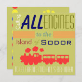 Trendy Train Birthday Invitation Kaart (Voorkant / Achterkant)