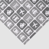 Trendy Travel Icons Black and White Pattern Tissuepapier (Detail)
