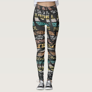 Trendy Tribal African Pattern Zebra Print Leggings