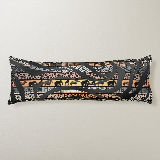 Trendy Tribal African Pattern Zebra Print Lichaamskussen (Voorkant)