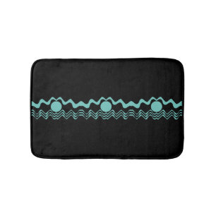 Trendy Tribal Geometric Turquoise en Black Badmat