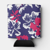 Trendy Tropical Abstract Blue Red Floral Pattern Blikjeskoeler (Achterkant)