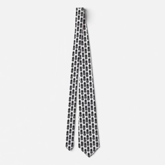 Trendy Tropical Black and White Pineapple Pattern Stropdas (Achterkant)