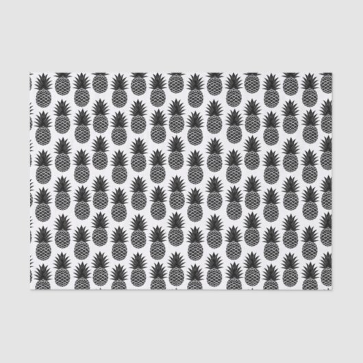 Trendy Tropical Black and White Pineapple Pattern Tissuepapier (Voorkant)