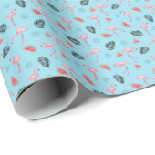 Trendy Tropical Flamingo & Watermelon Pattern Cadeaupapier (Rol Hoek)