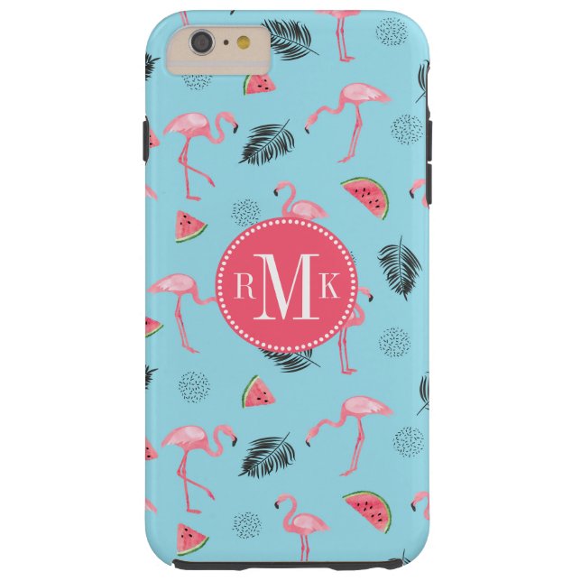 Trendy Tropical Flamingo & Watermelon Pattern Case-Mate iPhone Case (Achterkant)