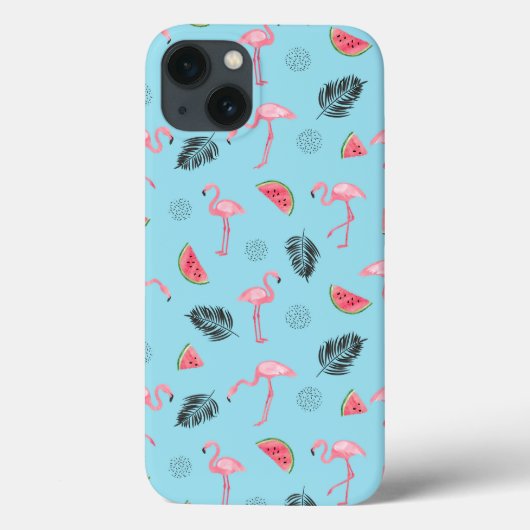 Trendy Tropical Flamingo & Watermelon Pattern Case-Mate iPhone Case (Achterkant)