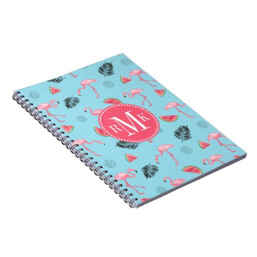 Trendy Tropical Flamingo & Watermelon Pattern Notitieboek (Rechterzijde)