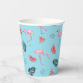 Trendy Tropical Flamingo & Watermelon Pattern Papieren Bekers (Voorkant)