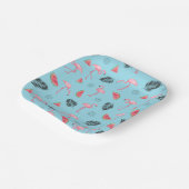 Trendy Tropical Flamingo & Watermelon Pattern Papieren Bordje (Gebogen)