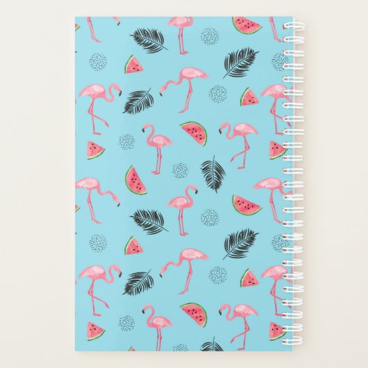 Trendy Tropical Flamingo & Watermelon Pattern Planner (Achterkant)