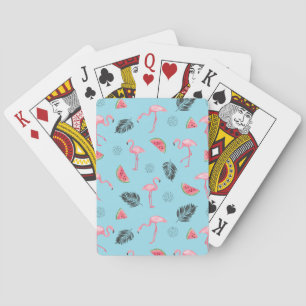 Trendy Tropical Flamingo & Watermelon Pattern Speelkaarten