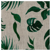 Trendy Tropical Foliage Green Leaves Pattern Stof (Close Up)