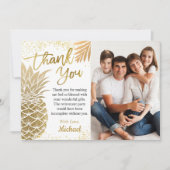 Trendy Tropical Gold Pineapple Summer Bedankkaart (Voorkant)