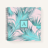 Trendy Tropical Palm Fronds Pattern met Monogram Notitieboek (Voorkant)