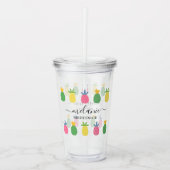 Trendy Tropical Pineapple Bridesmaid Name Acryl Drinkbeker (Voorkant)