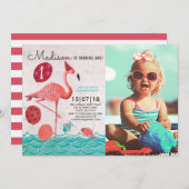 Trendy Tropical turquoise & roze Flamingo jarig Kaart (Voorkant / Achterkant)