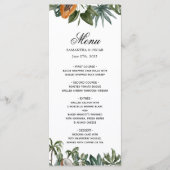 Trendy Tropical Waterverf Green Leaves Menu (Voorkant)