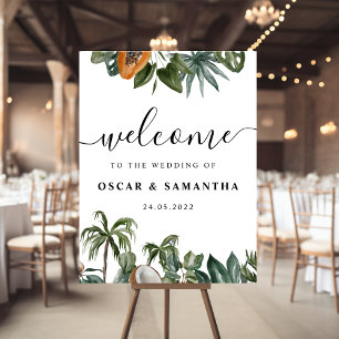 Trendy Tropical Waterverf Green Leaves Poster