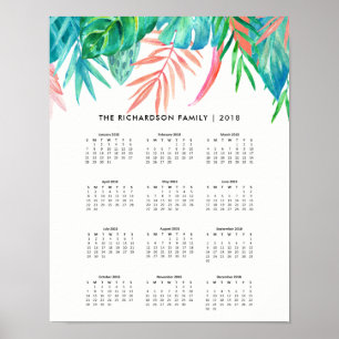 Trendy Tropisch Aquarel 2018 Agenda Poster