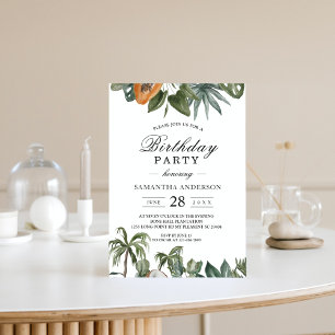 Trendy Tropisch Aquarel Groene Bladeren Kaart