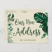 Trendy tropisch thema ons nieuwe adres verhuizen aankondigingskaart (Voorkant / Achterkant)