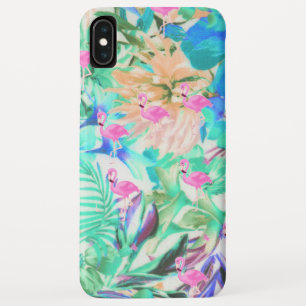 Trendy tropische blauwgroen roze flamingo iPhone XS max hoesje