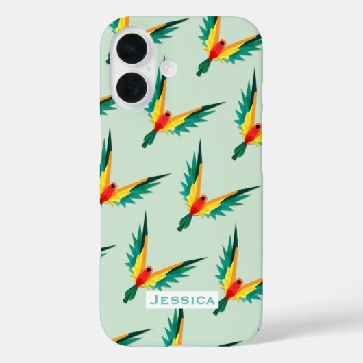 Trendy Tropische Vogel Patroon Blauw Gepersonalise Case-Mate iPhone Case (Achterkant)
