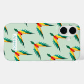Trendy Tropische Vogel Patroon Blauw Gepersonalise Case-Mate iPhone Case (Achterkant (horizontaal))