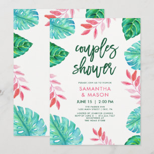 Trendy Tropische Waterverf Couples Shower Kaart