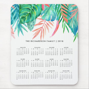 Trendy Tropische Waterverf de Kalender van 2018 Muismat