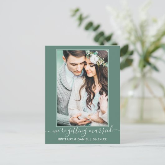 Trendy trouwen Groen Save the Date Briefkaart (Staand voorkant)