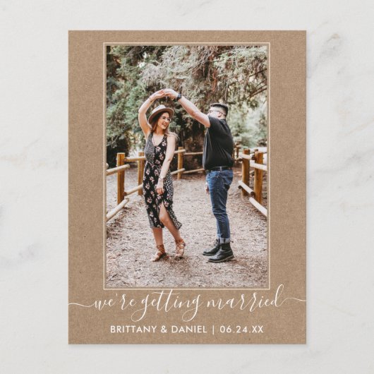 Trendy trouwen Kraft Save the Date Briefkaart (Voorkant)
