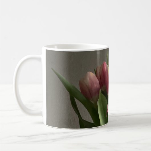 Trendy tulpen v2 originele bloem foto voor haar koffiemok (Links)