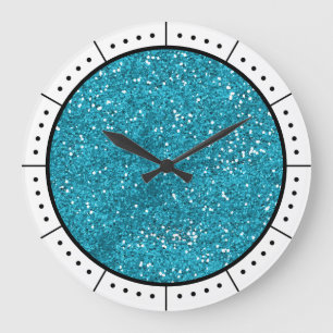 Trendy Turquoise Blue Glitter Grote Klok