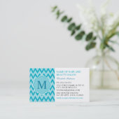 Trendy Turquoise Chevron Zigzag Monogram Boutique Visitekaartje (Staand voorkant)