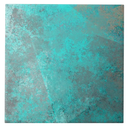 Trendy Turquoise en Grijze kleuren Keramische Tege Tegeltje (Voorkant)