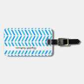 Trendy Turquoise en White Chevron Pattern Bagagelabel (Voorkant horizontaal)