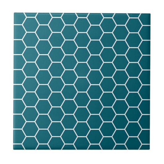 Trendy Turquoise Geometric Hexagon Pattern Tegeltje (Voorkant)