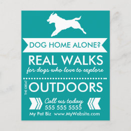 Trendy Turquoise Hond Silhouet Hond Uitlater Flyer
