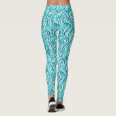 Trendy Turquoise Ocean Waves Waterverf Pattern Leggings (Achterkant)
