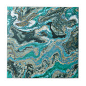 Trendy turquoise rotsachtige patroonstijl keramisc tegeltje (Voorkant)