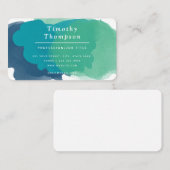 Trendy Turquoise Waterverf Splash Visitekaartje (Voorkant / Achterkant)