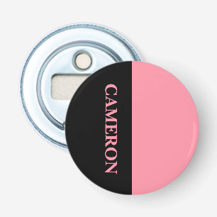 Trendy twee kleuren   Naam   Zwart en zalmroze Button Flesopener
